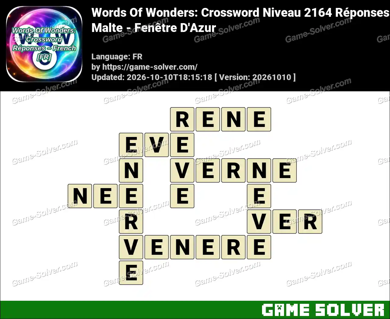 Words Of Wonders: Crossword Niveau 2164 Réponses – Malte – Fenêtre D’Azur